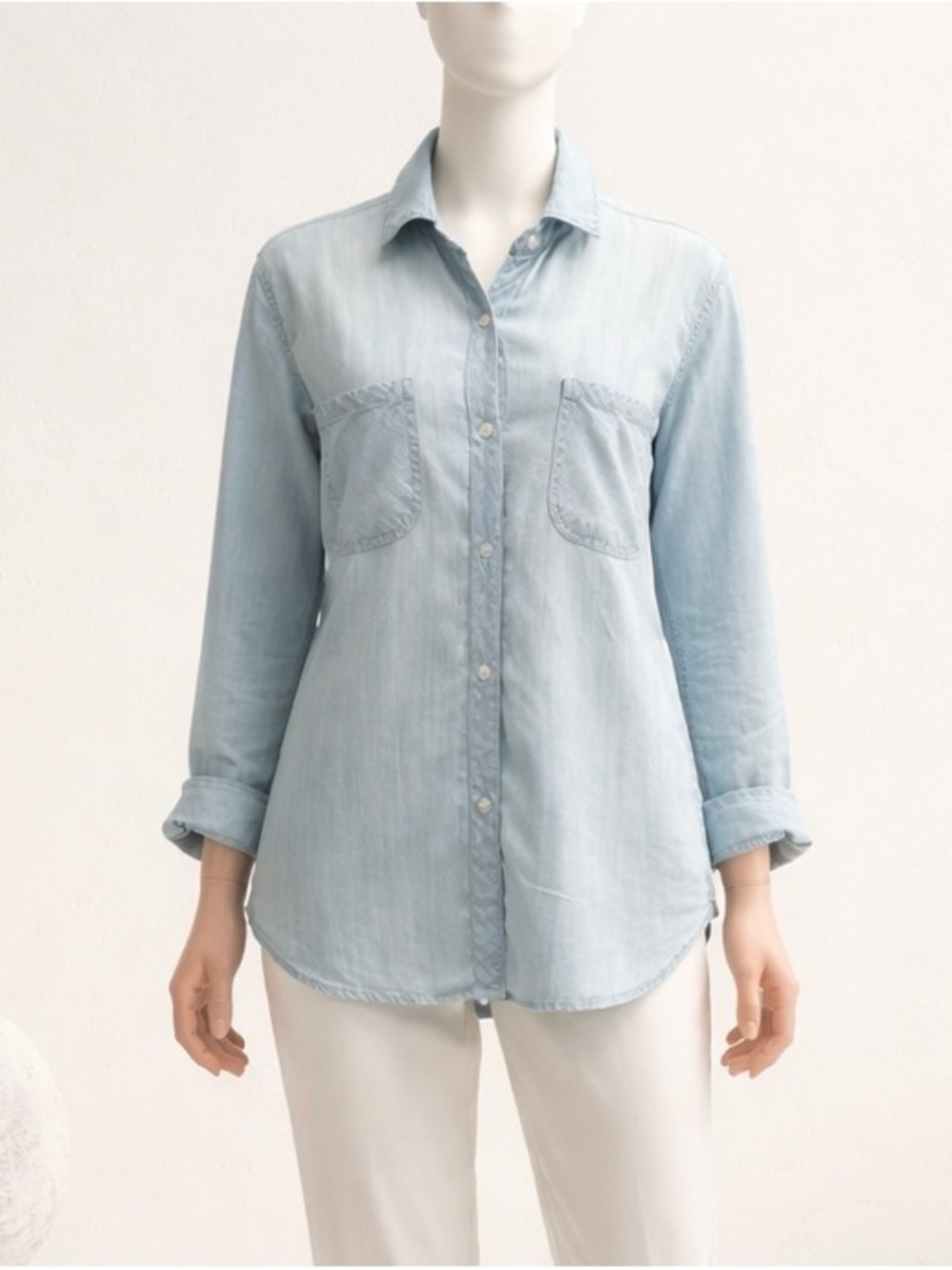 Rails Pale Blue Button-Front Denim Shirt